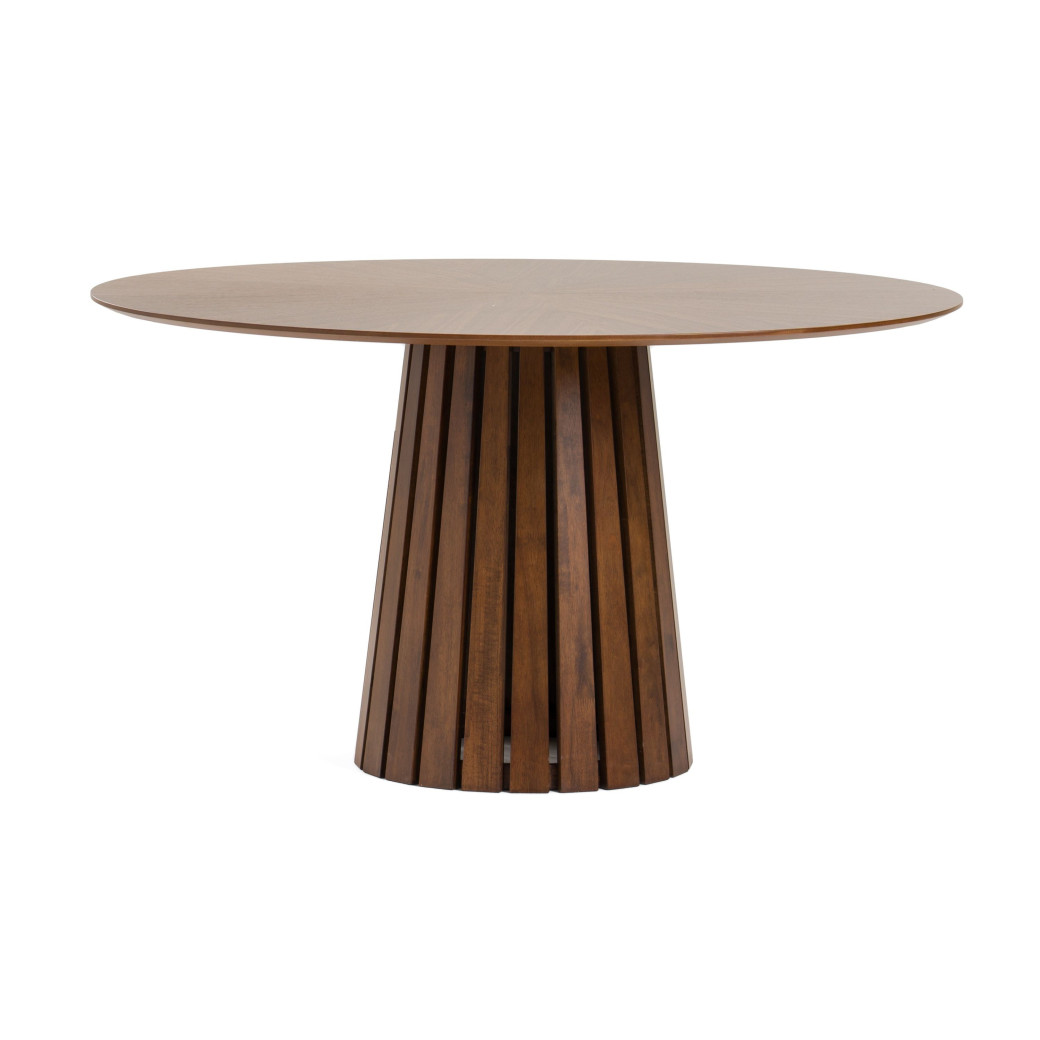 81819 Modrest Weiss - Mid-Century Modern Walnut Round Dining Table + 6 Chair Set By VIG Furniture