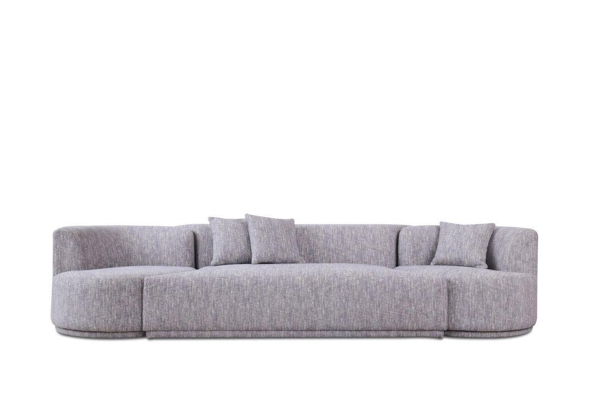 81964 Divani Casa Beau - Modern Light Grey Fabric Sectional Sofa With 2 Swirling Chair by VIG Furniture