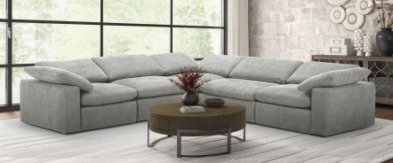 81215Divani Casa Corinth - Modern Gray Fabric Sectional Sofa with 3 Power Recliners by VIG Furniture