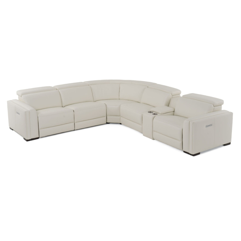 81817 Modrest Frazier - Modern White Leather Sectional Sofa with 3 Recliners + Console By VIG Furniture