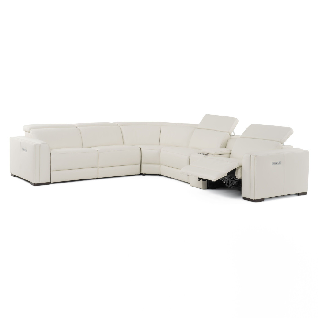 81817 Modrest Frazier - Modern White Leather Sectional Sofa with 3 Recliners + Console By VIG Furniture