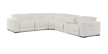 81817 Modrest Frazier - Modern White Leather Sectional Sofa with 3 Recliners + Console By VIG Furniture