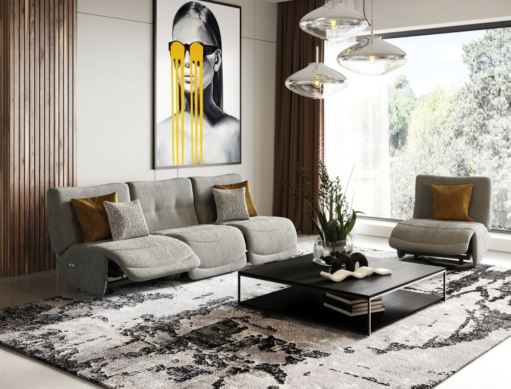 81779 Divani Casa Basil - Modern Grey Fabric Small Sofa With 3 Electric Recliners By VIG Furniture