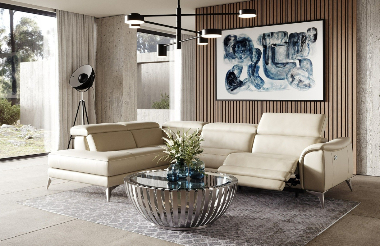 80898 Lamod Italia Monte Carlo - Italian Modern Cappuccino Leather Left Facing Sectional Sofa By VIG Furniture