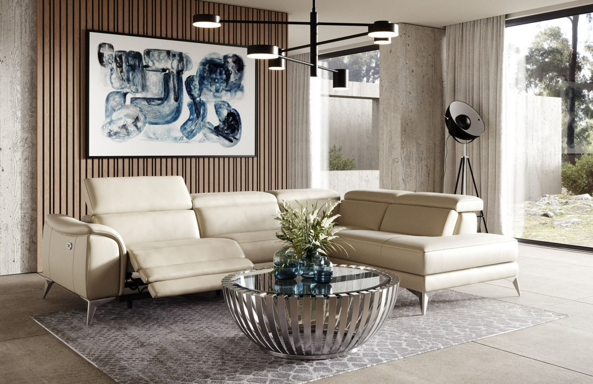 80899 Lamod Italia Monte Carlo - Italian Modern Cappuccino Leather Right Facing Sectional Sofa By VIG Furniture