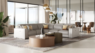 80075A Modrest Frazier - Modern Light Grey Leather Sectional Sofa with 3 Recliners By VIG Furniture
