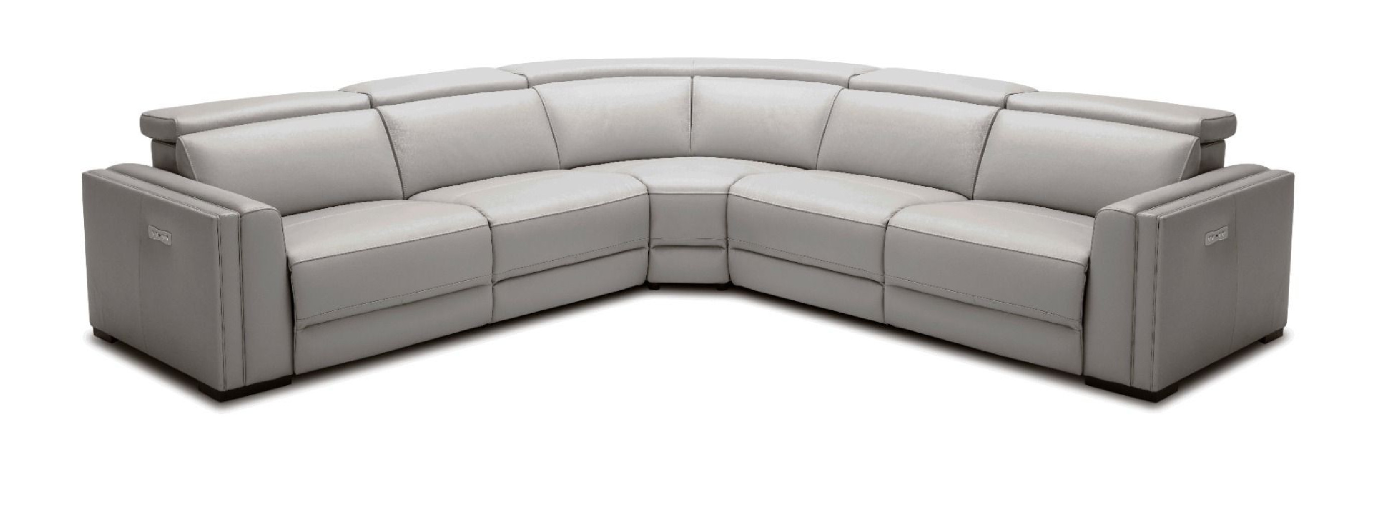 80075A Modrest Frazier - Modern Light Grey Leather Sectional Sofa with 3 Recliners By VIG Furniture