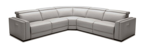 80075A Modrest Frazier - Modern Light Grey Leather Sectional Sofa with 3 Recliners By VIG Furniture