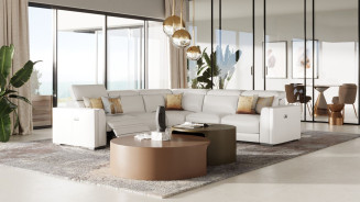 80074A Modrest Frazier - Modern White Leather Sectional Sofa with 3 Recliners By VIG Furniture