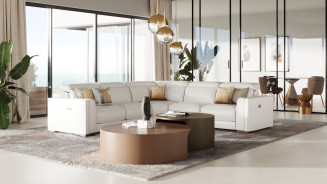 80074A Modrest Frazier - Modern White Leather Sectional Sofa with 3 Recliners By VIG Furniture