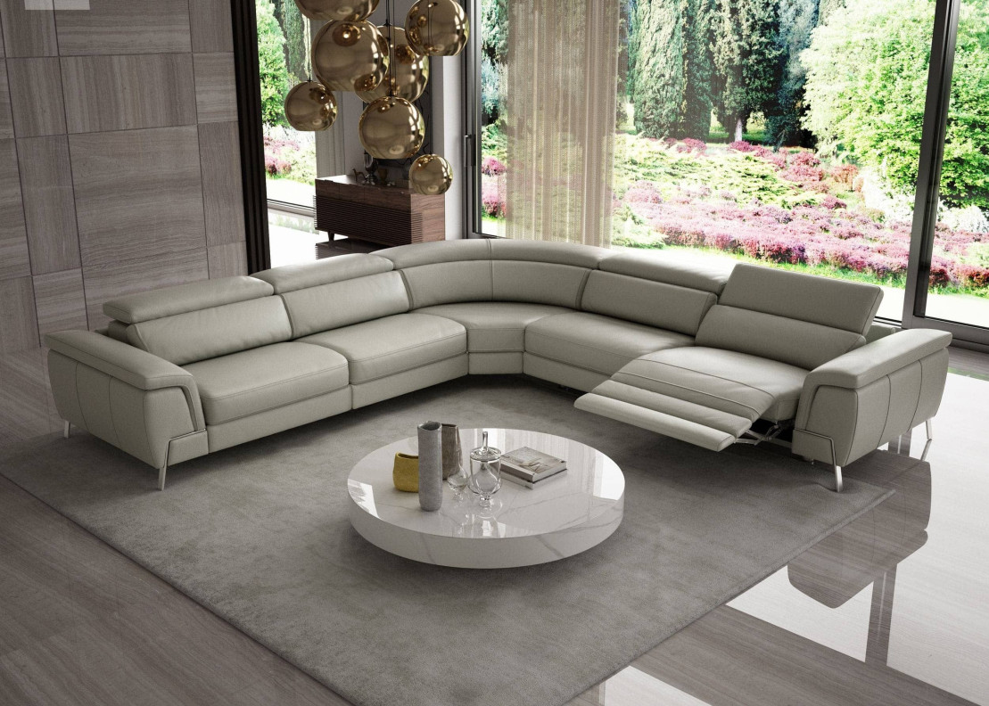 78473|81708 Lamod Italia Wonder - Italian Modern Grey Leather Sectional Sofa with Recliners By VIG Furniture