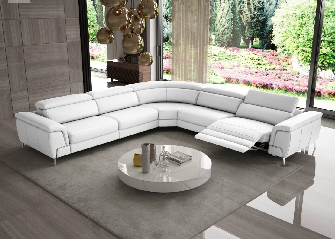 79379|81707 Lamod Italia Wonder - Italian Modern White Leather Sectional Sofa with Recliners By VIG Furniture