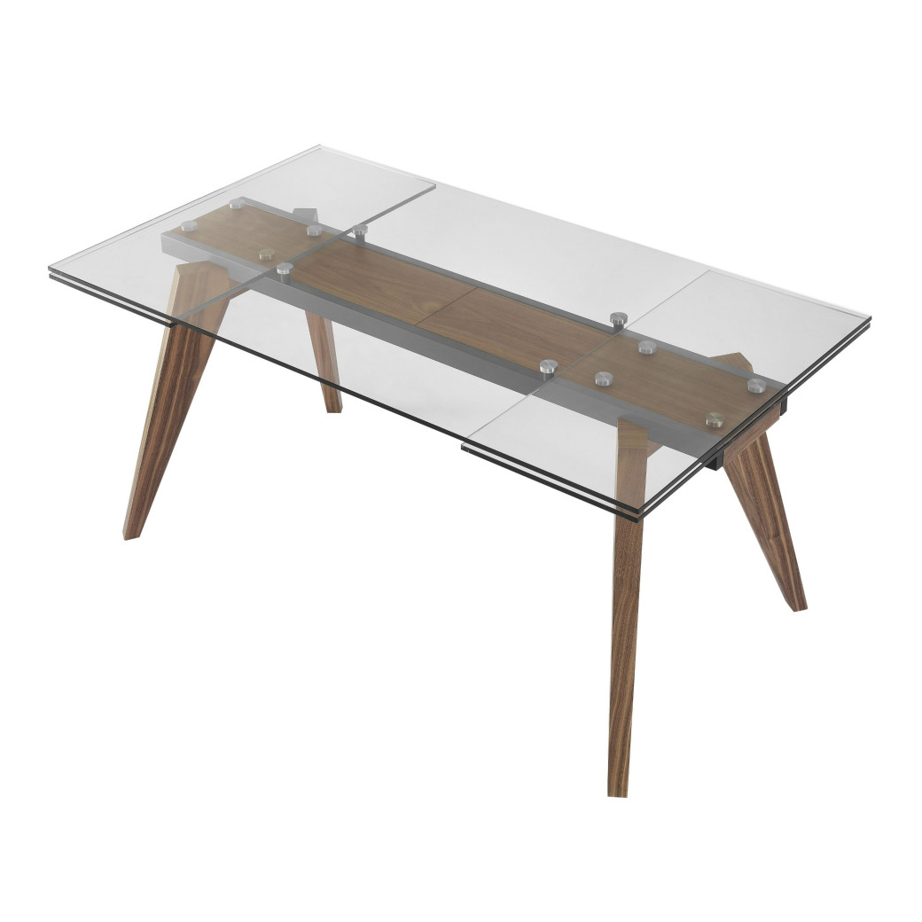 82333 Modrest Marcus - Modern Glass + Walnut Extendable Dining Table By VIG Furniture