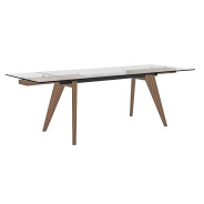 82333 Modrest Marcus - Modern Glass + Walnut Extendable Dining Table By VIG Furniture