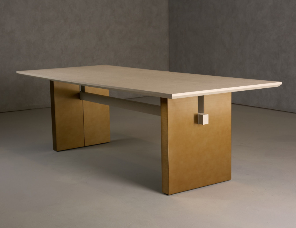 81739A Modrest Angus - Modern Cream Ash + Gold Dining Table By VIG Furniture