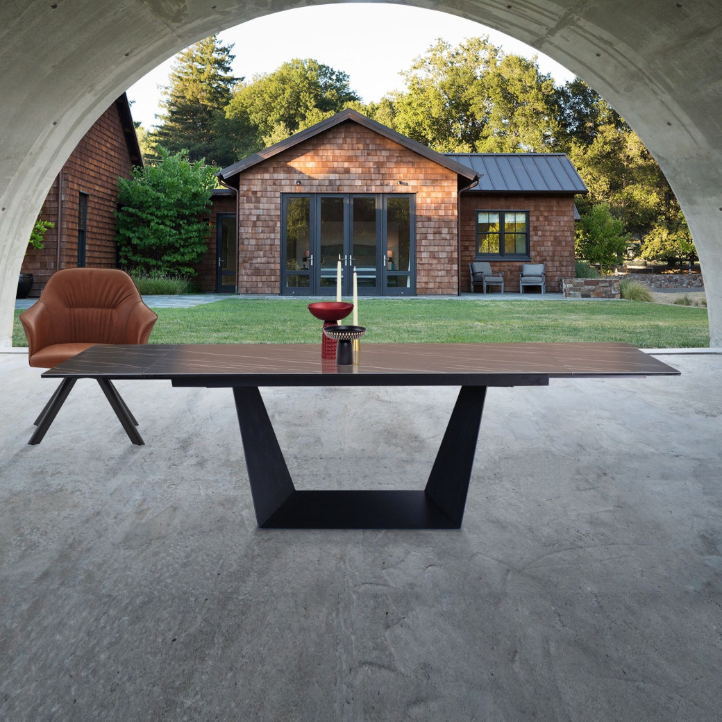81689 Modrest Baldwin - Modern Black Ceramic & Black Metal Extendable Dining Table By VIG Furniture