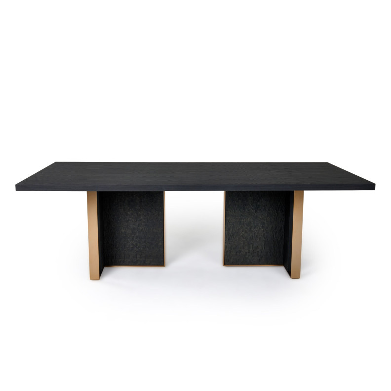81200 Modrest Tasha - Modern Black Ash + Brushed Gold Rectangular Dining Table By VIG Furniture