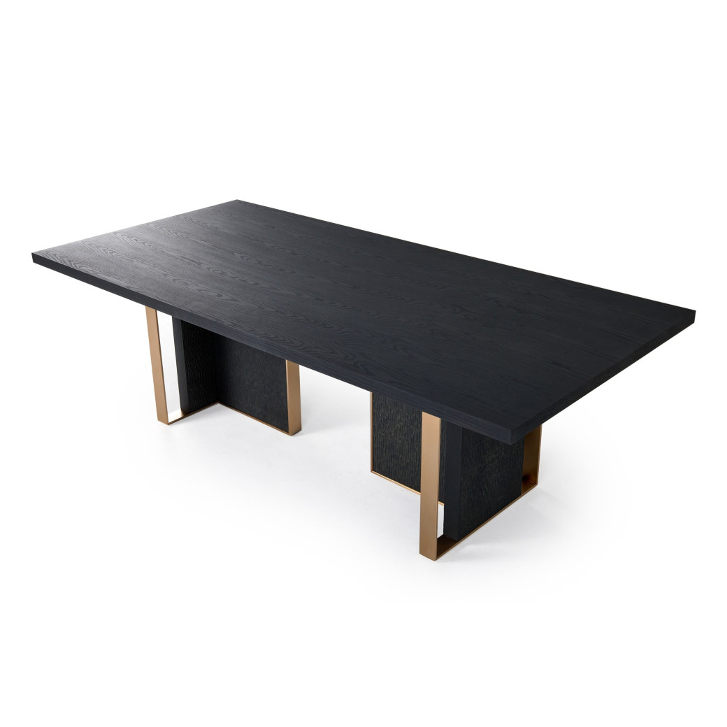 81200 Modrest Tasha - Modern Black Ash + Brushed Gold Rectangular Dining Table By VIG Furniture