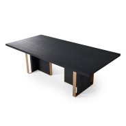 81200 Modrest Tasha - Modern Black Ash + Brushed Gold Rectangular Dining Table By VIG Furniture