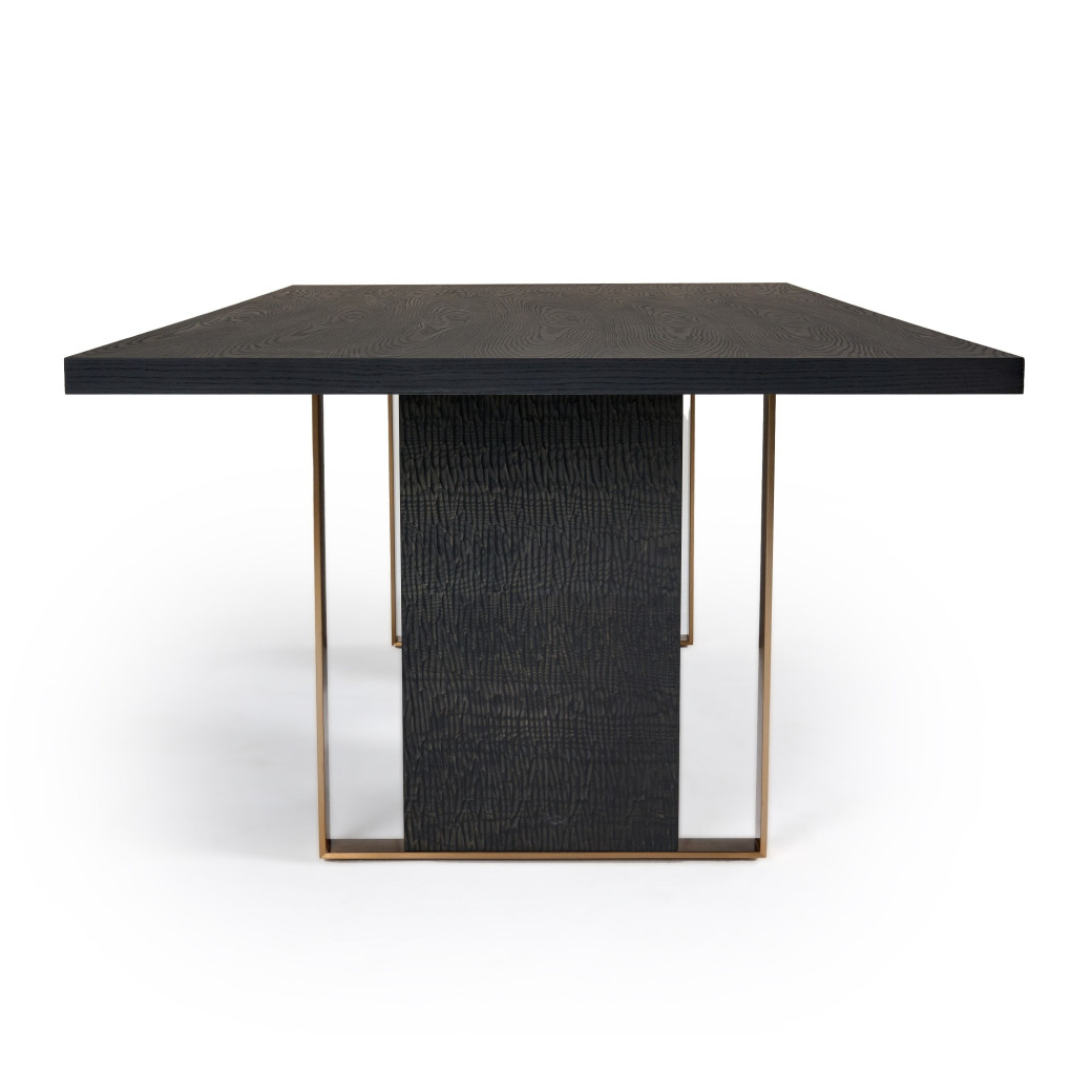 81200 Modrest Tasha - Modern Black Ash + Brushed Gold Rectangular Dining Table By VIG Furniture