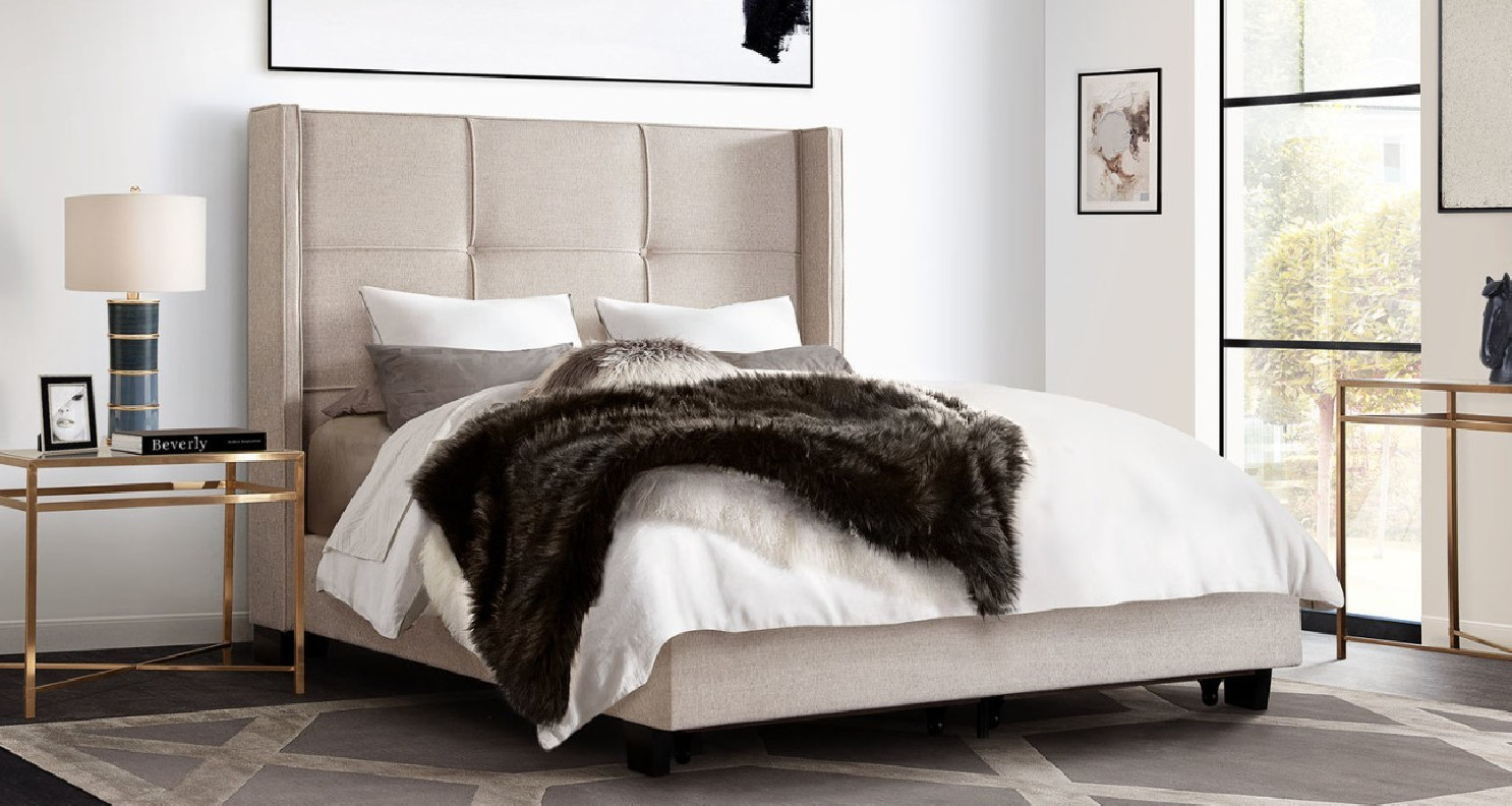 Beverly Sand Fabric Queen Bed By Diamond Sofa