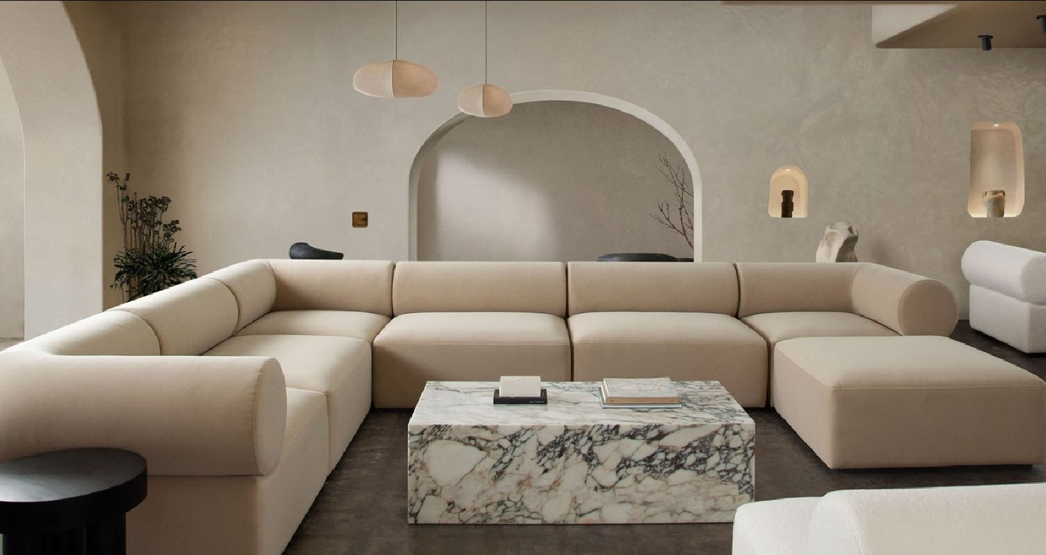 Zia Collection 7PC Contemporary and modern Modular Sectional in light carmel velvet by Diamond Sofa