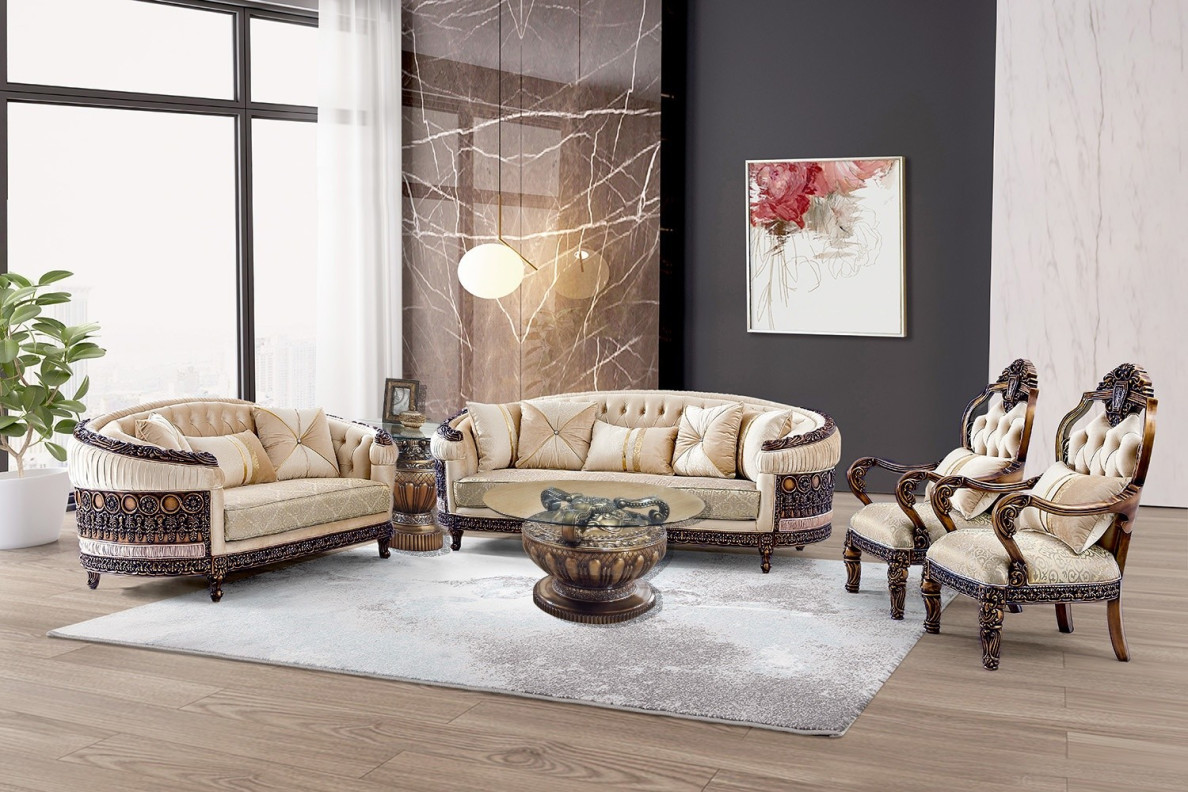 HD 9017 Homey Design Upholstery Living Room Set Victorian, European