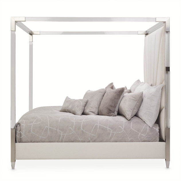 Eastern King Canopy Channel-Tufted Bed (4 pc) Penthouse Collection By Michael Amini
