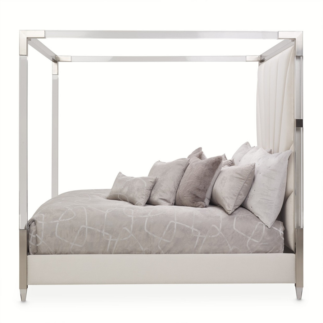 Eastern King Canopy Channel-Tufted Bed (4 pc) Penthouse Collection By Michael Amini