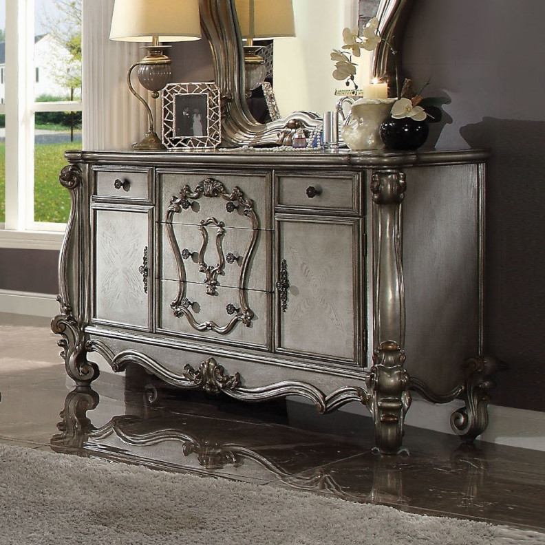 26845 Silver Antique Platinum Finish Side Board Versailles II Collection By Acme Furniture
