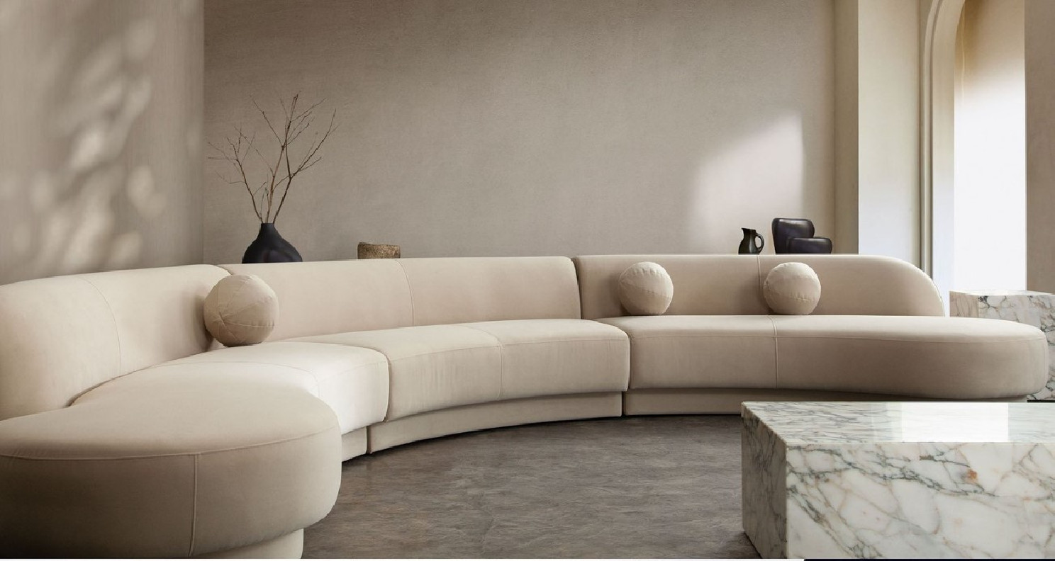 Zelda Collection 3PC contemporary and modern Sectional in light camel velvet by Diamond Sofa