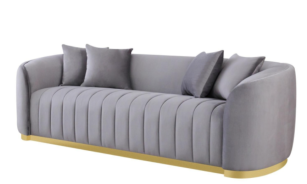 Mauro Brushed Gold luxury & Modern Sofa & loveseat Gray Velvet by Roberto Grassie