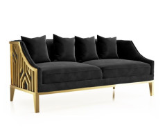 Marilyn Titanium Modern & Luxury Gold Sofa Set in Black by Roberto Grassie