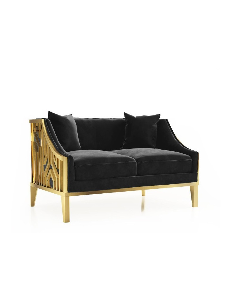 Marilyn Titanium Modern & Luxury Gold Sofa Set in Black by Roberto Grassie