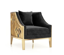 Marilyn Titanium Modern & Luxury Gold Sofa Set in Black by Roberto Grassie