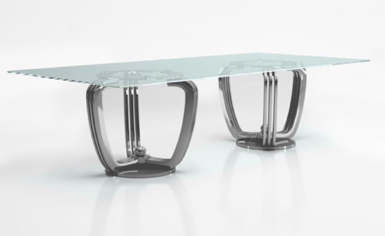 Regency Rectagular Luxury & Modern Dining Table With Glass Top | Silver by Roberto Grassie