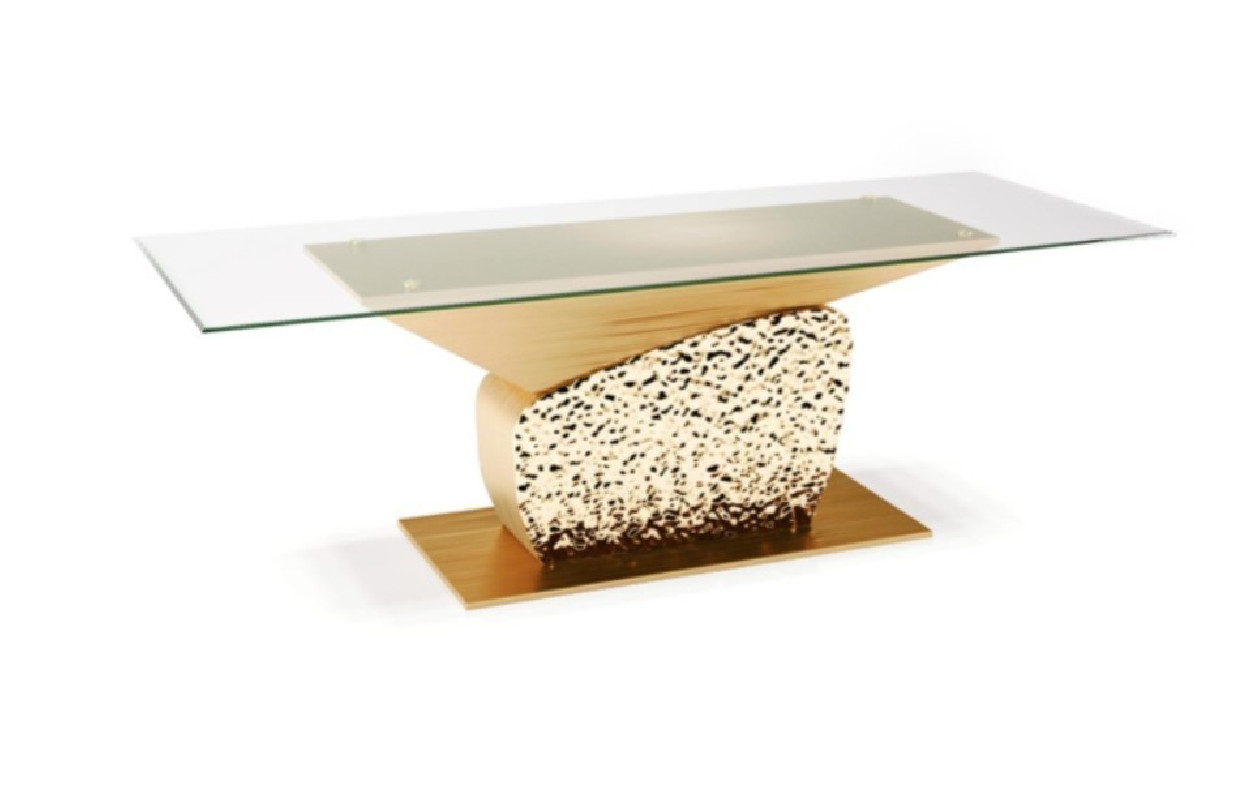 Bologna Rectangular Luxury & Modern Dining Table | Titanium Gold by Roberto Grassie