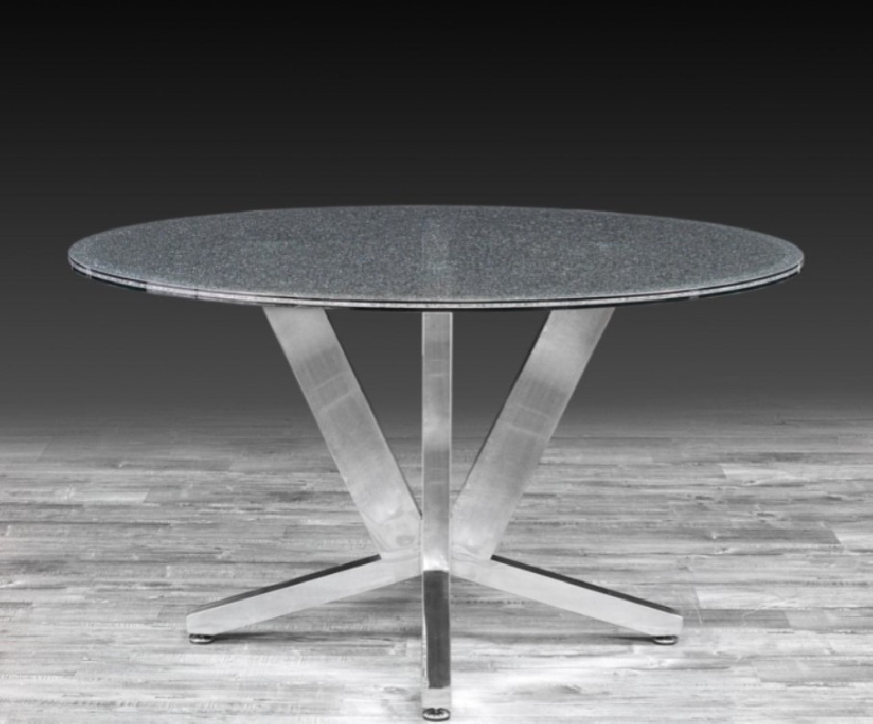 Costa Lux Luxury & Modern Dining Round Table With Glass Top | Silver polish by Roberto Grassie