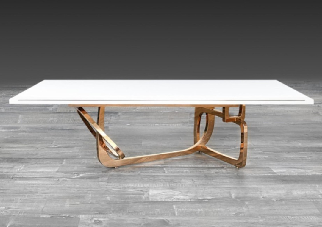 Flow Luxury & Modern White Top Dining Table | Rose Gold by Roberto Grassie