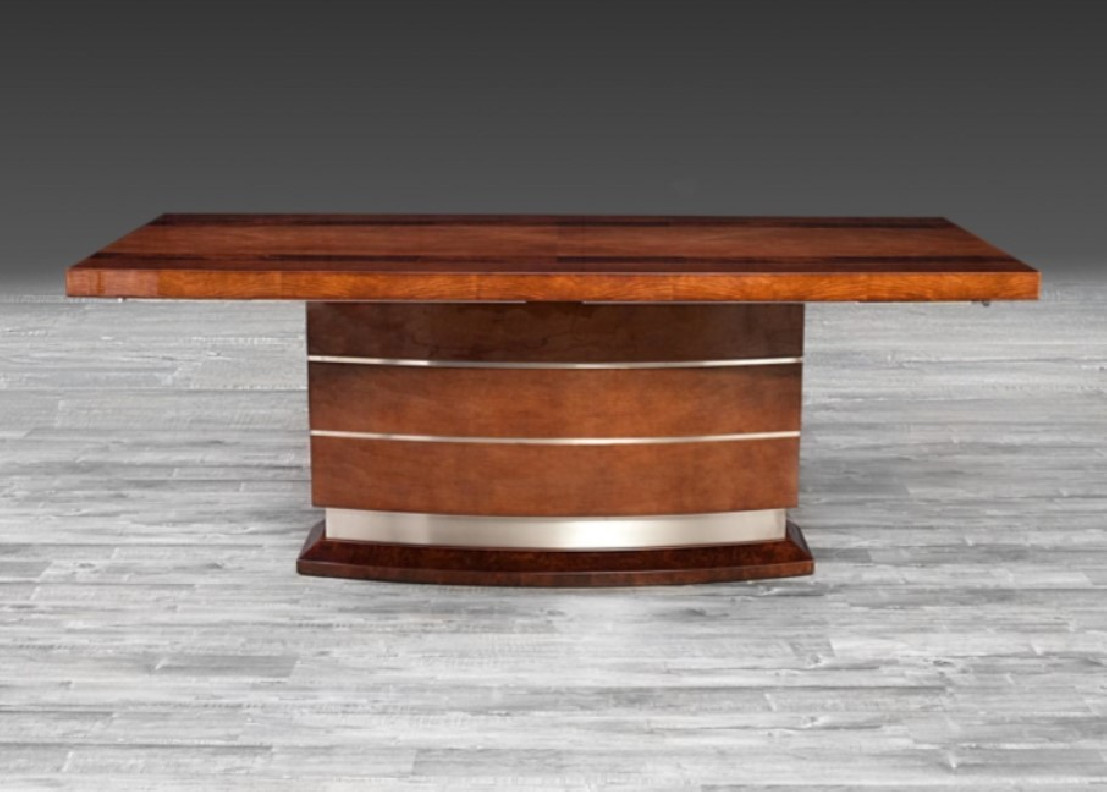 Talia Luxury & Modern Dining Table in Brown Maple High Gloss Lacquer by Roberto Grassie