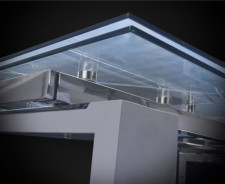 Largo Polished Clear Extendable Luxury & Modern Dining Table By Roberto Grassie