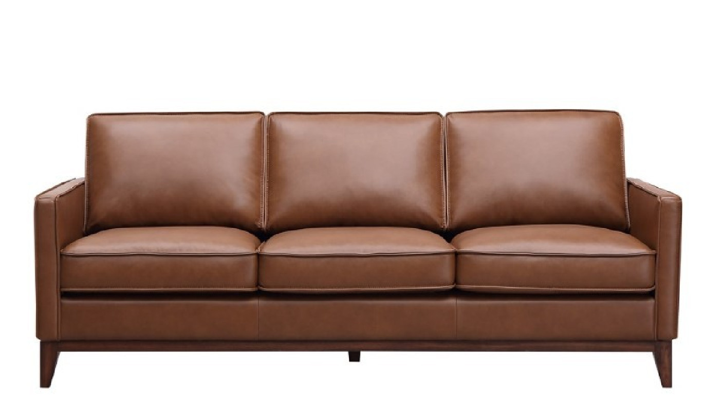 6803 Weston Stacionary Sofa Highland Brown leather By Leather Italia USA