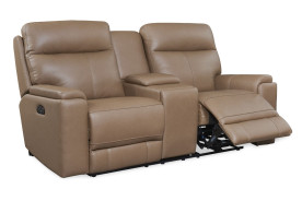 EH310 Cambria Bryant Sofa & Loveseat Tuscan Tan Leather dual power collection by Italia USA