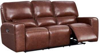 Georgetowne Broadway Sofa & Loveseat Brown Leather Power Reclining by Leather Italia USA