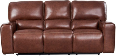 Georgetowne Broadway Sofa & Loveseat Brown Leather Power Reclining by Leather Italia USA