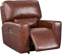 Georgetowne Broadway Sofa & Loveseat Brown Leather Power Reclining by Leather Italia USA
