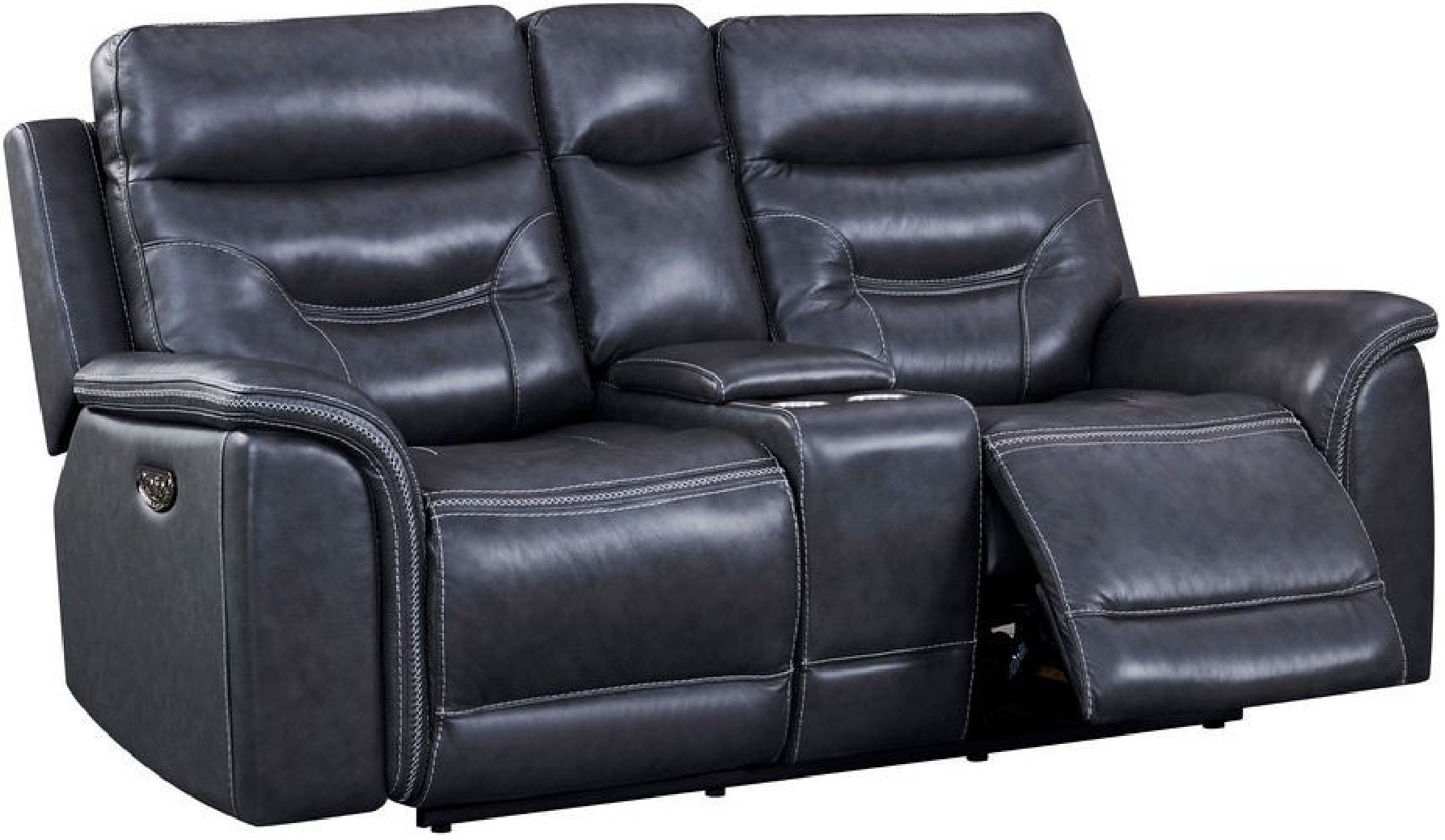 Georgetowne Bullard Power Reclining with Adjustable Headrest Gray Leather by Leather Italia USA