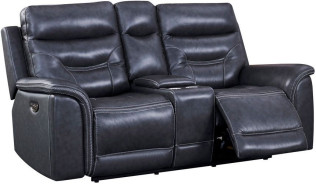 Georgetowne Bullard Power Reclining with Adjustable Headrest Gray Leather by Leather Italia USA