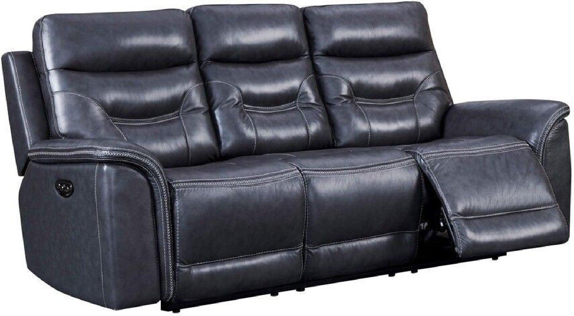 Georgetowne Bullard Power Reclining with Adjustable Headrest Gray Leather by Leather Italia USA