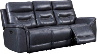 Georgetowne Bullard Power Reclining with Adjustable Headrest Gray Leather by Leather Italia USA